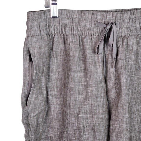 Athleta Women's Linen Pants Drawstring Waist Brown Size M - Picture 2 of 11